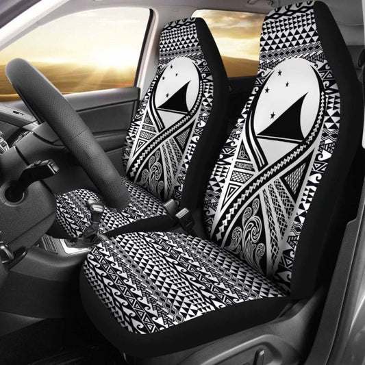 Tokelau Car Seat Cover - Tokelau Flag Polynesian Tattoo Black -