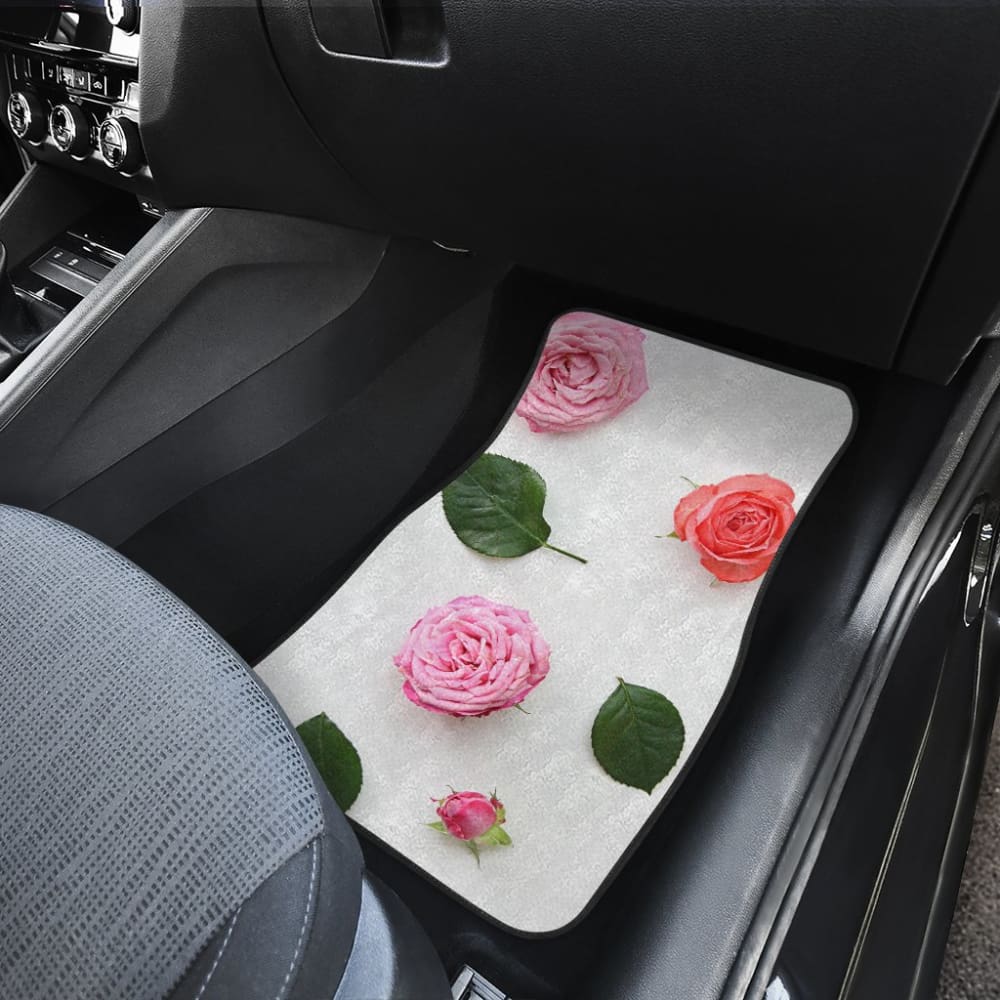 Pink Rose Design Car Floor Mats