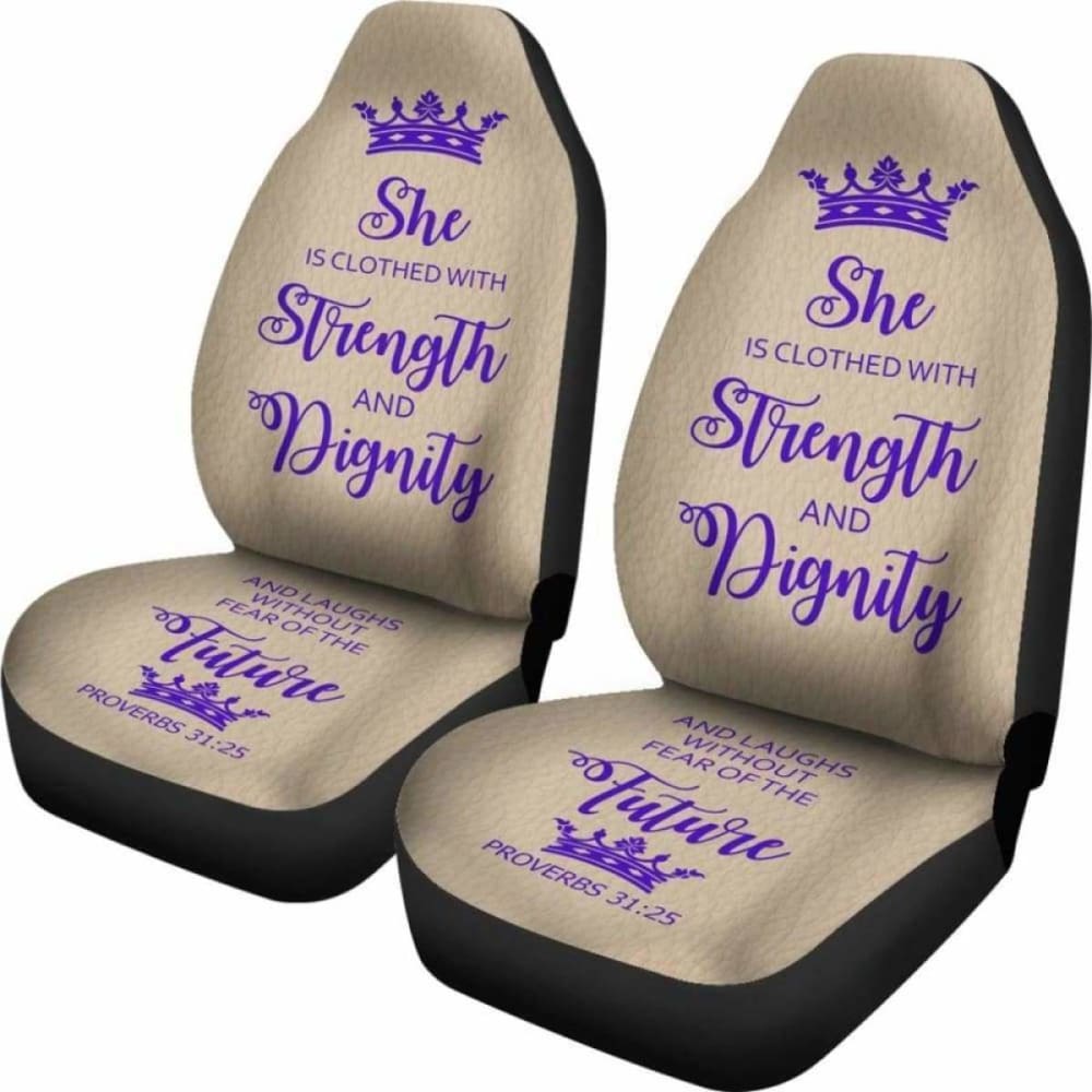 Proverbs Woman  Car-Suv Seat Cover-Tan-Purple