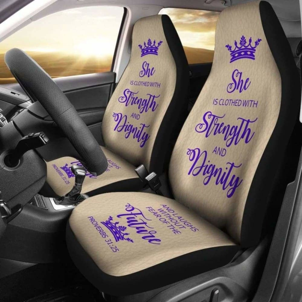 Proverbs Woman  Car-Suv Seat Cover-Tan-Purple