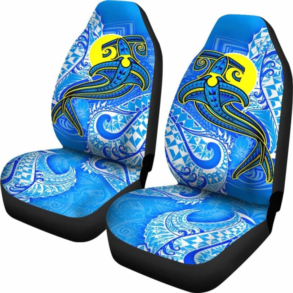 Palau Polynesian Car Seat Covers - Palau Flag With Polynesian Tattoo -