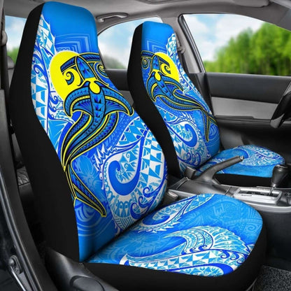 Palau Polynesian Car Seat Covers - Palau Flag With Polynesian Tattoo -