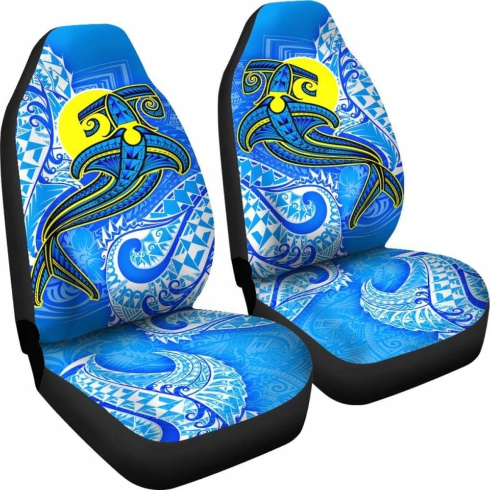 Palau Polynesian Car Seat Covers - Palau Flag With Polynesian Tattoo -