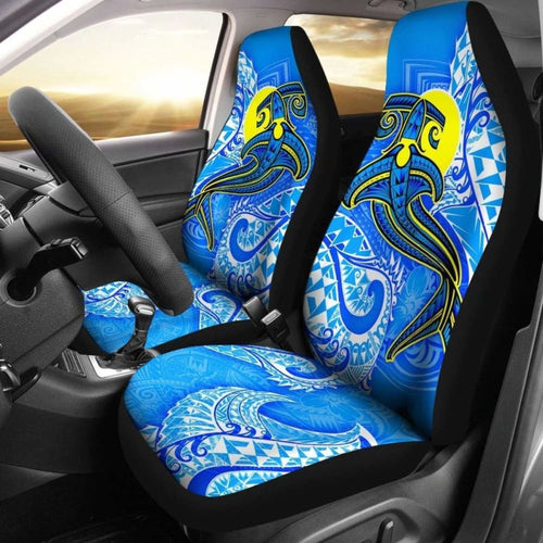 Palau Polynesian Car Seat Covers - Palau Flag With Polynesian Tattoo -