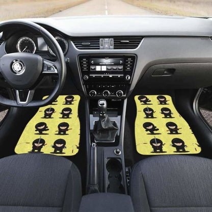Cute Ninja Yellow Background Front And Back Car Mats