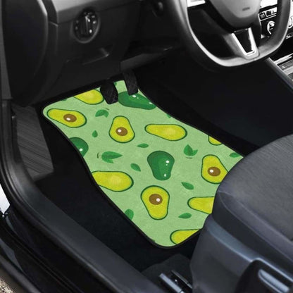 Avocado Pattern Green Background Front And Back Car Mats