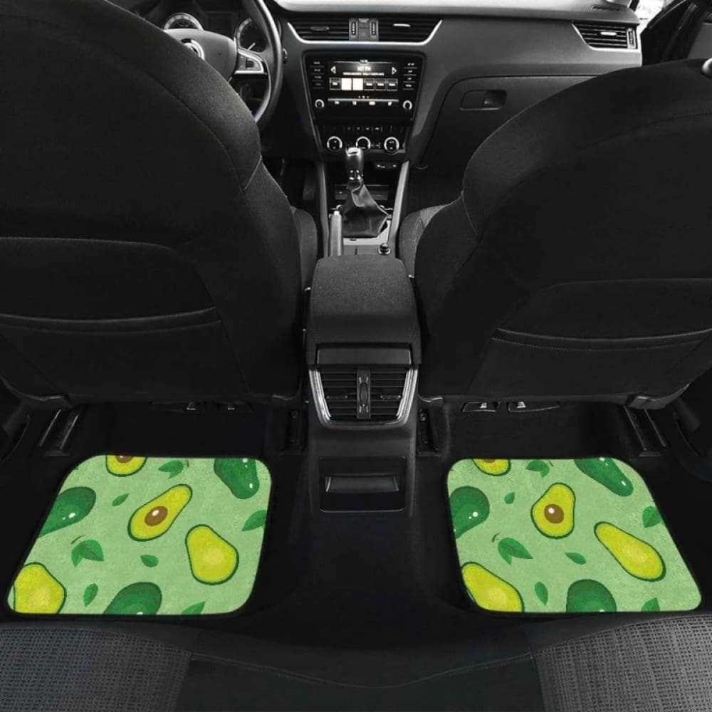 Avocado Pattern Green Background Front And Back Car Mats