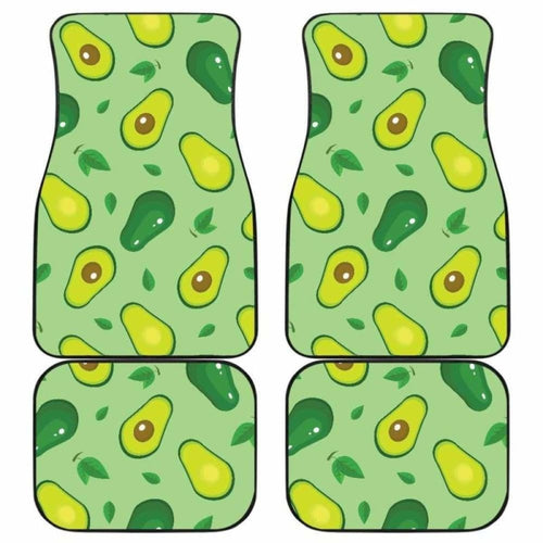 Avocado Pattern Green Background Front And Back Car Mats