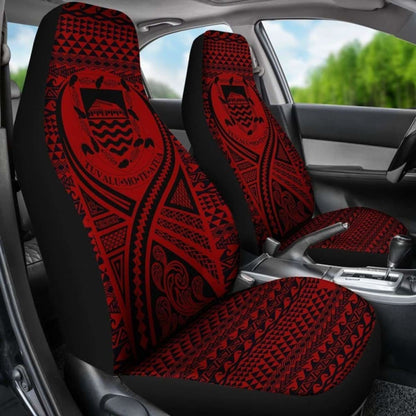 Tulu Car Seat Cover - Tulu Coat Of Arms Polynesian Tattoo Red -
