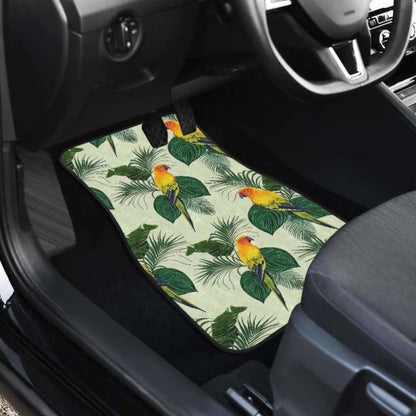 Beautiful Parrot Palm Leaves Pattern Front And Back Car Mats
