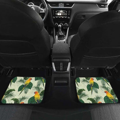 Beautiful Parrot Palm Leaves Pattern Front And Back Car Mats