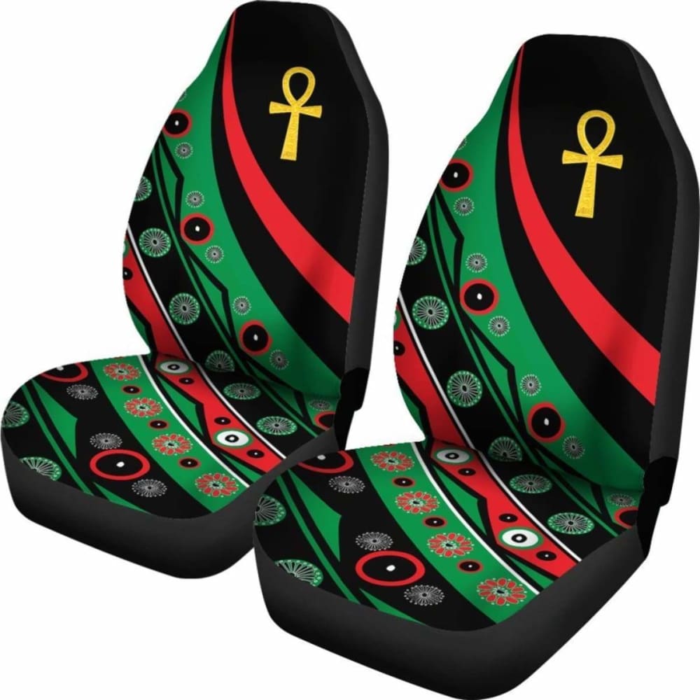 Pan African Car Seat Covers - Ankh Wirh Pan-Africanism Flag  -
