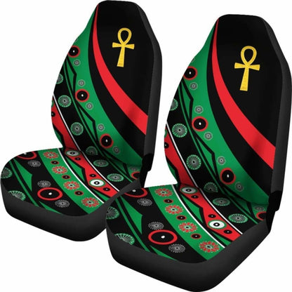 Pan African Car Seat Covers - Ankh Wirh Pan-Africanism Flag  -