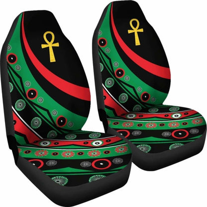Pan African Car Seat Covers - Ankh Wirh Pan-Africanism Flag  -