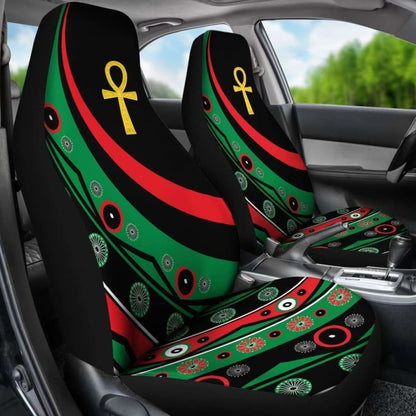 Pan African Car Seat Covers - Ankh Wirh Pan-Africanism Flag  -