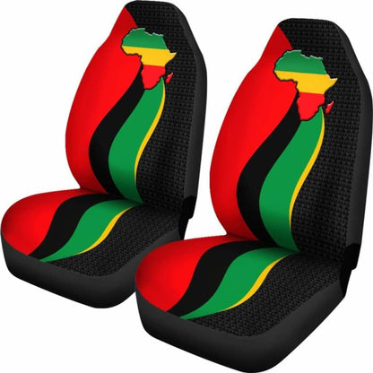 African Car Seat Cover - Pan-African Flag And Map -