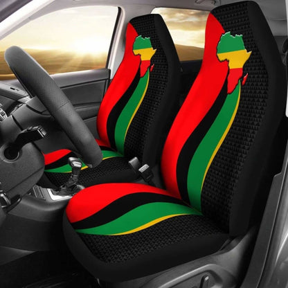 African Car Seat Cover - Pan-African Flag And Map -