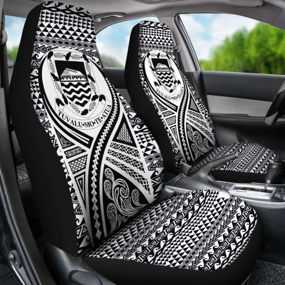 Tulu Car Seat Cover - Tulu Coat Of Arms Polynesian Tattoo Black -