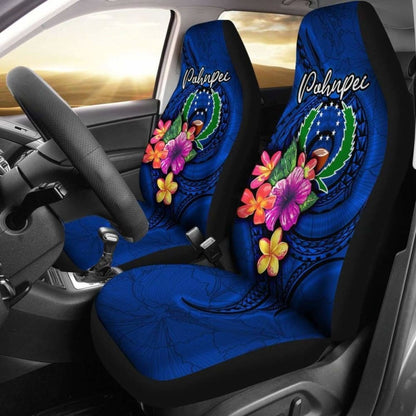 Pohnpei Micronesia Car Seat Covers - Floral With Seal Blue -