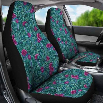 Teal And Magenta Abstract Floral Pattern Car Seat Covers
