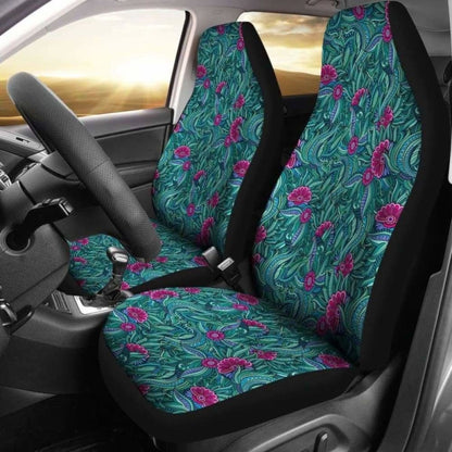 Teal And Magenta Abstract Floral Pattern Car Seat Covers
