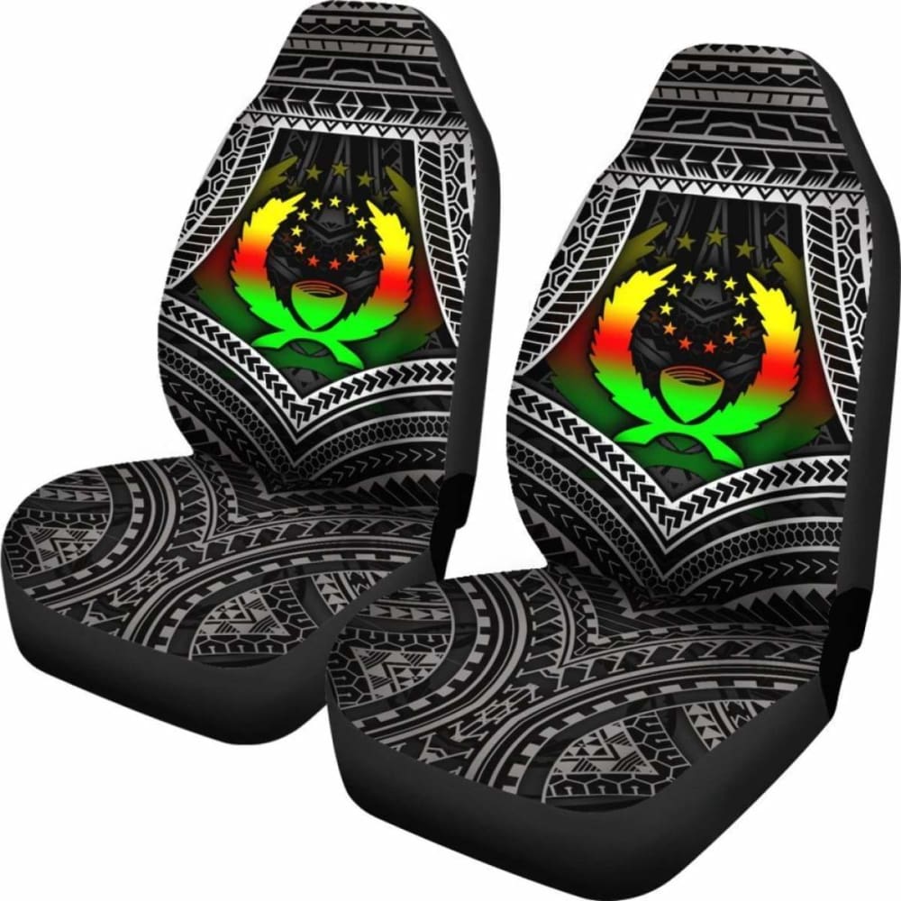 Pohnpei Polynesian Car Seat Covers - Pohnpei Flag Reggae Color -