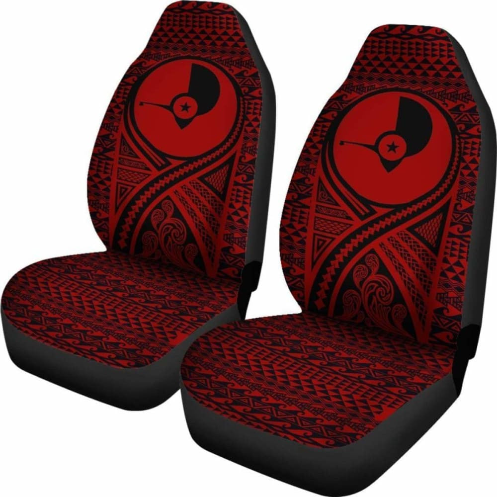 Yap Car Seat Cover - Yap Flag Polynesian Tattoo Red -