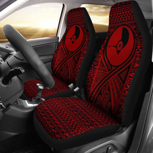 Yap Car Seat Cover - Yap Flag Polynesian Tattoo Red -