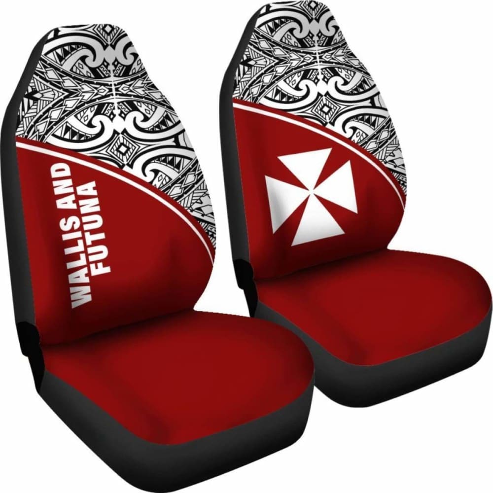 Wallis And Futuna Polynesian Car Seat Covers - Red Curve -