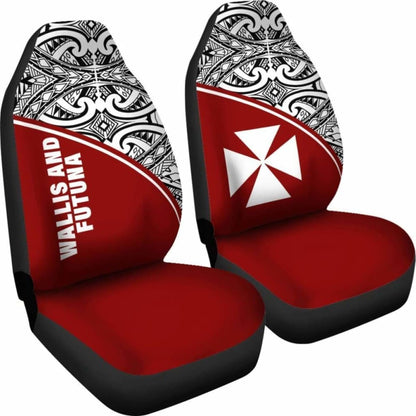Wallis And Futuna Polynesian Car Seat Covers - Red Curve -