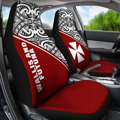 Wallis And Futuna Polynesian Car Seat Covers - Red Curve -