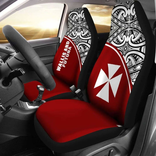 Wallis And Futuna Polynesian Car Seat Covers - Red Curve -