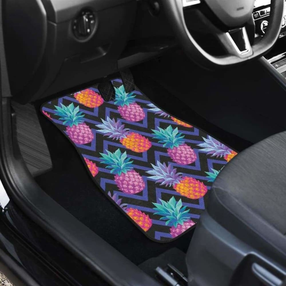 Pineapples Pattern Zigzag Background Front And Back Car Mats