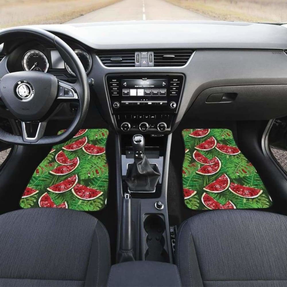 Watermelons Tropical Palm Leaves Pattern Background Front And Back Car Mats