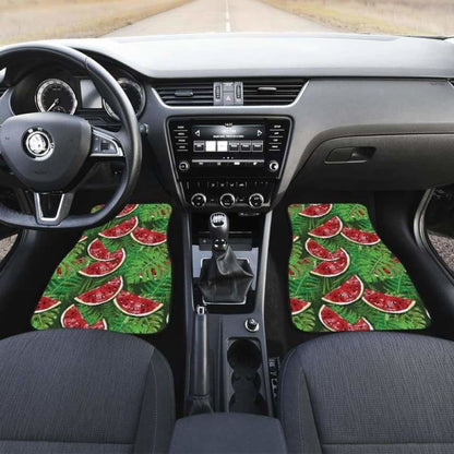 Watermelons Tropical Palm Leaves Pattern Background Front And Back Car Mats