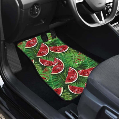 Watermelons Tropical Palm Leaves Pattern Background Front And Back Car Mats