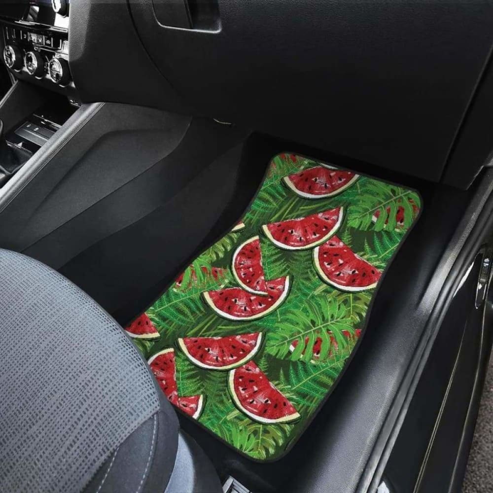 Watermelons Tropical Palm Leaves Pattern Background Front And Back Car Mats