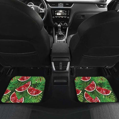 Watermelons Tropical Palm Leaves Pattern Background Front And Back Car Mats
