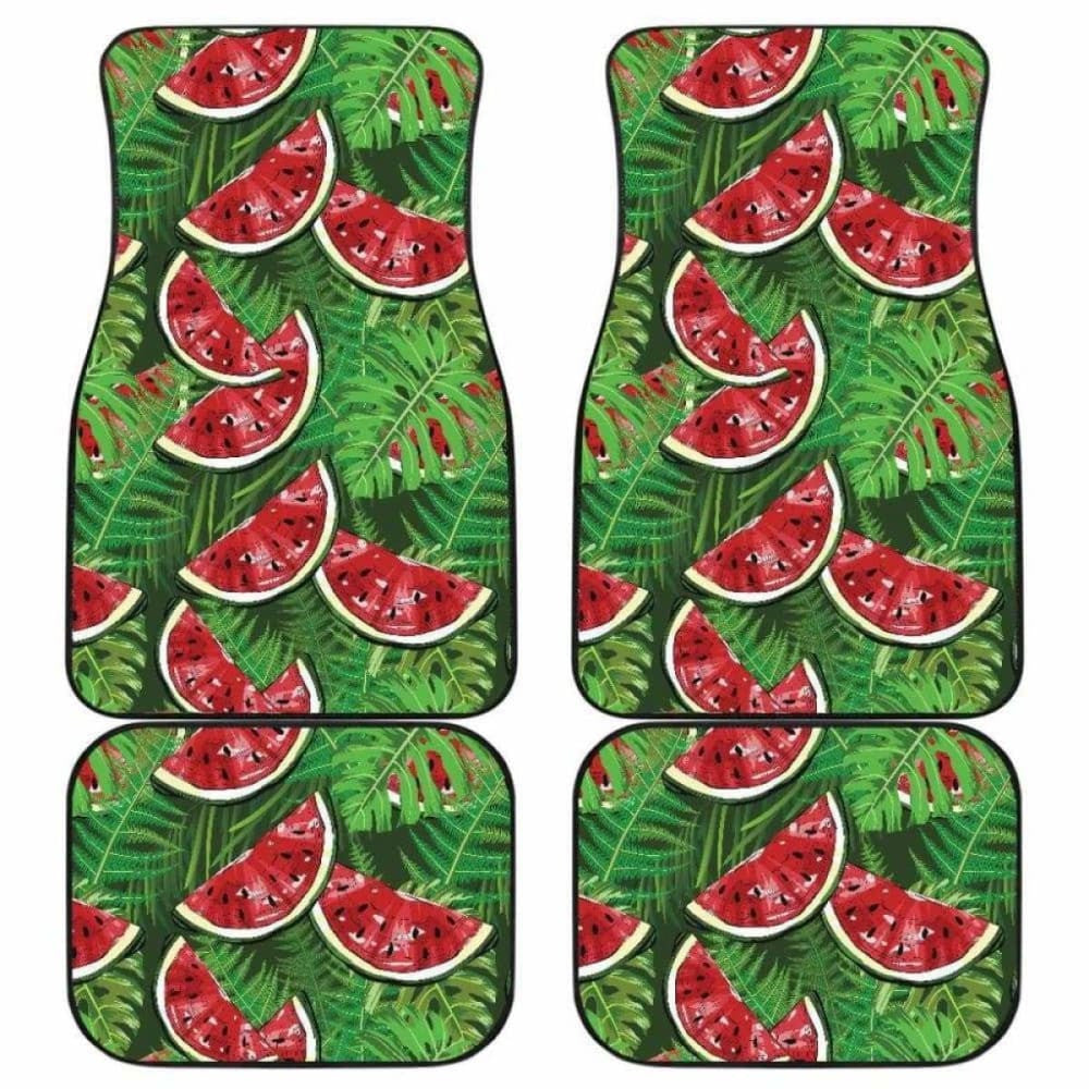 Watermelons Tropical Palm Leaves Pattern Background Front And Back Car Mats