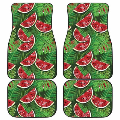 Watermelons Tropical Palm Leaves Pattern Background Front And Back Car Mats