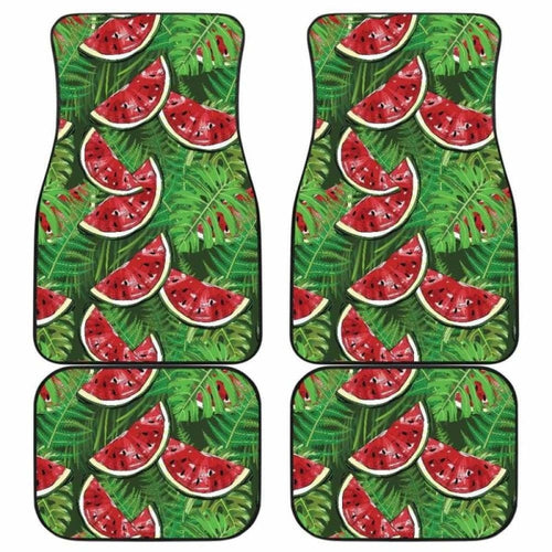 Watermelons Tropical Palm Leaves Pattern Background Front And Back Car Mats