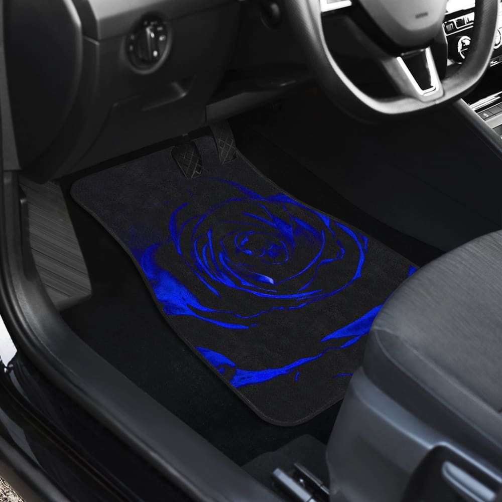 Blue Rose Floral Car Floor Mats