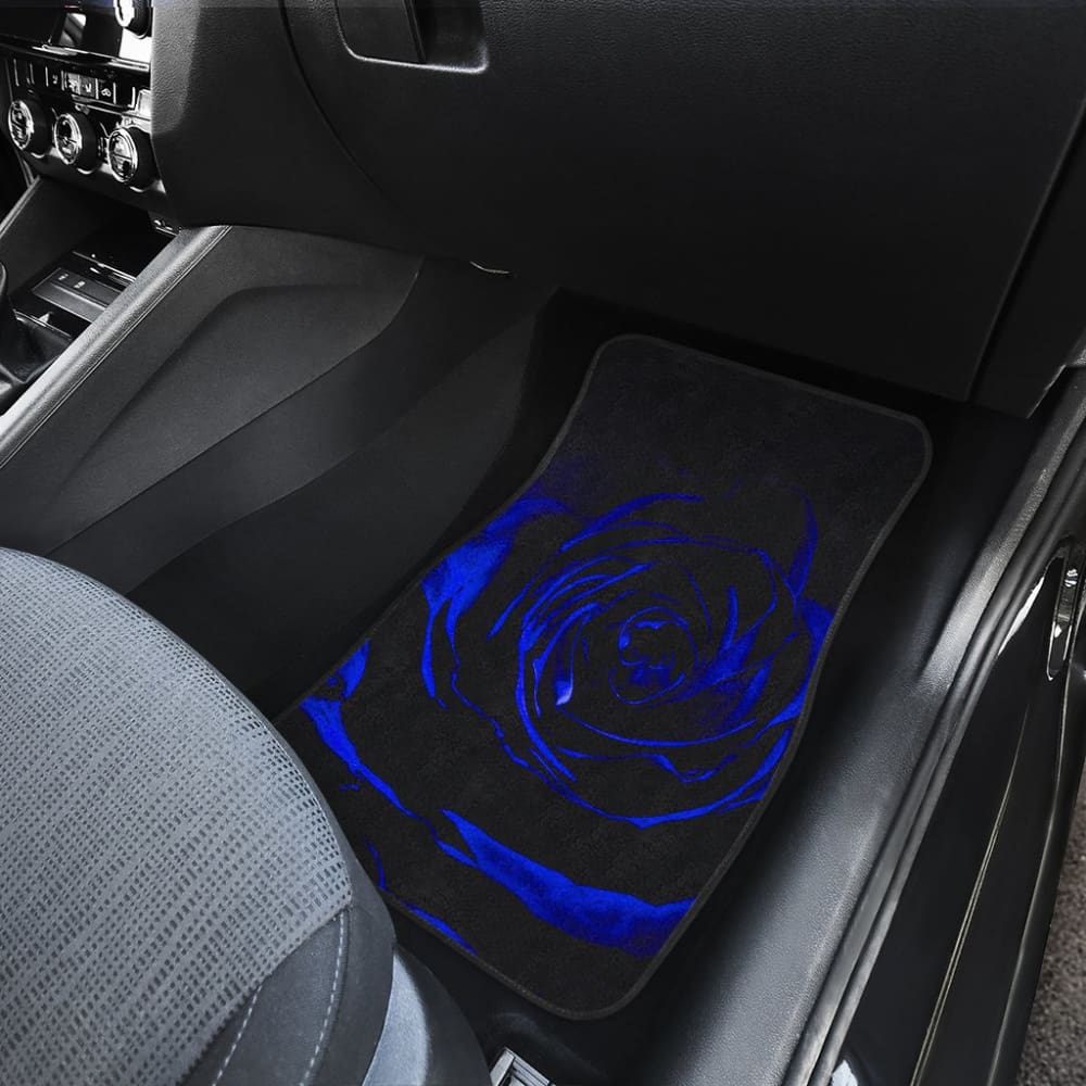 Blue Rose Floral Car Floor Mats