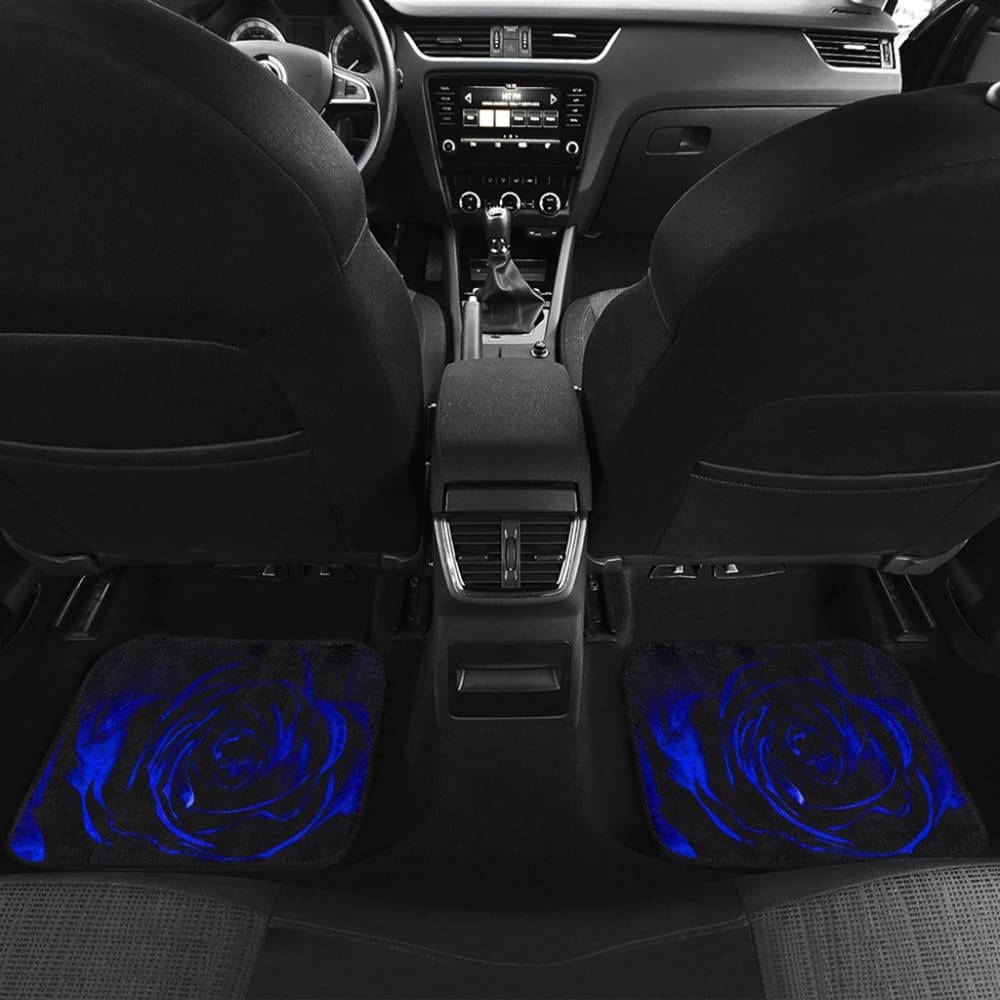 Blue Rose Floral Car Floor Mats