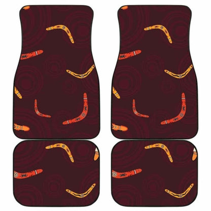 Boomerang Australian Aboriginal Ornament Circle Black Background Front And Back Car Mats
