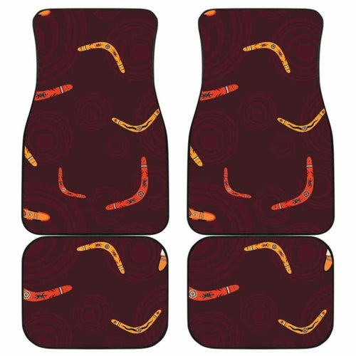 Boomerang Australian Aboriginal Ornament Circle Black Background Front And Back Car Mats