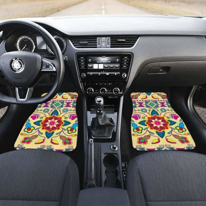 Geometric Floral Winter-Vanilla  Car Floor Mats