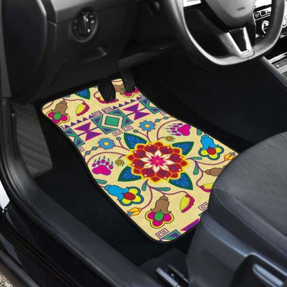 Geometric Floral Winter-Vanilla  Car Floor Mats