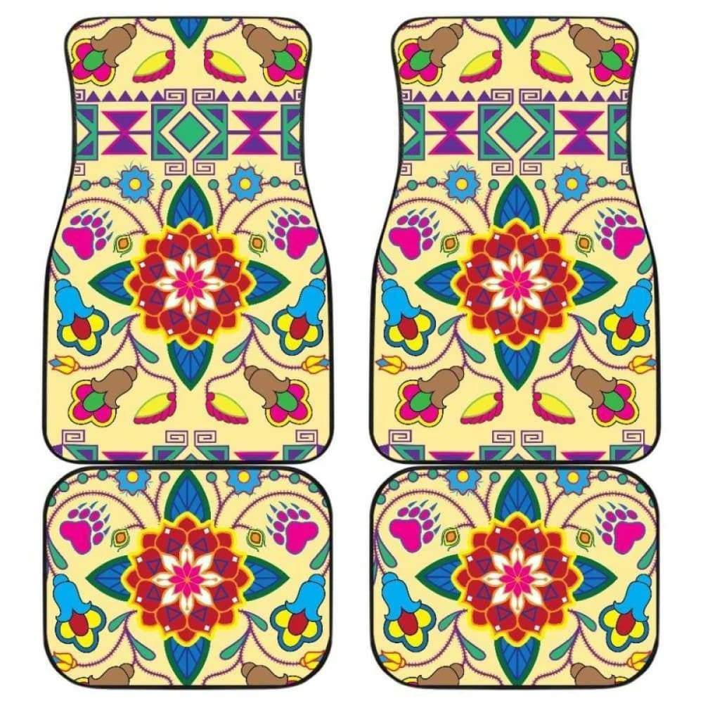 Geometric Floral Winter-Vanilla  Car Floor Mats