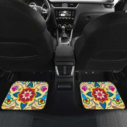 Geometric Floral Winter-Vanilla  Car Floor Mats